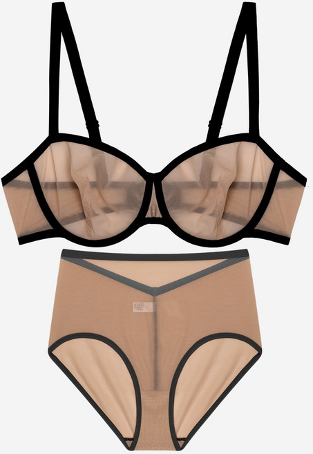 위올라잇 여성 속옷 브라팬티 하프시스루 1세트 고탄성