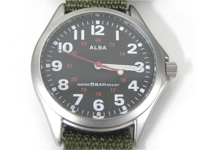 軍錶 [ALBA 5D0488] 雅伯(SEIKO副廠) 石英軍錶[黑色面]