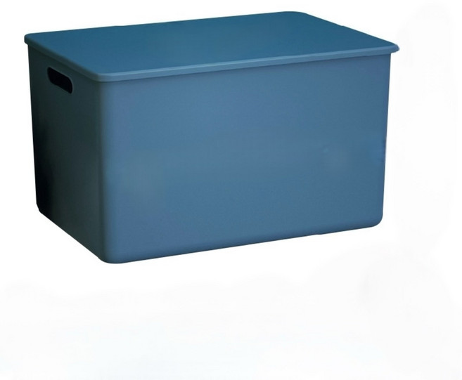 日系簡約帶蓋收納盒 玩具衣物整理箱, 藍色, 1個