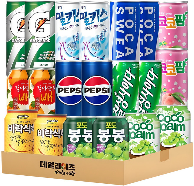 캔음료수 10종 20캔 B세트 (190ml~250ml), 1세트, 190ml
