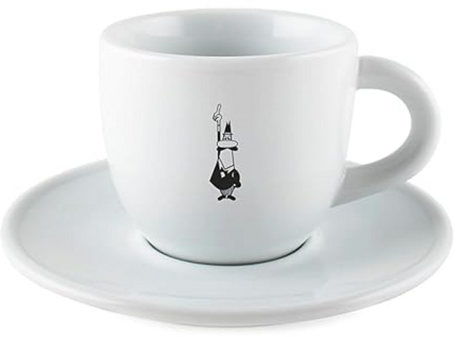 BIALETTI 비아레티 Bialetti 컵 & 접시 로고 포함 에스프레소 커피 컵, 1개, 상세페이지 참조