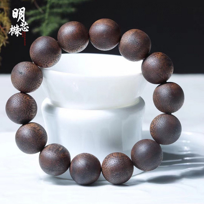 海南鶯歌綠棋楠沉香手串1.2cm 男女款原木佛珠念珠