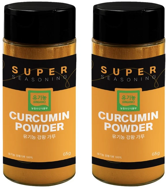 수퍼시즈닝 국산 100% 유기농 강황가루, 2개, 65g - 쿠팡