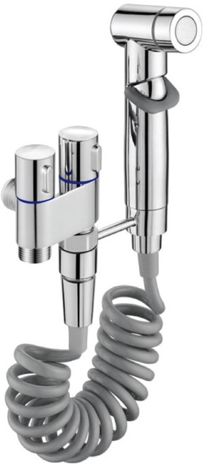 馬桶噴槍沖洗器 增壓 多功能清潔 輕鬆安裝 浴室清潔好幫手, 【D1亮銀色】圓柱款不銹鋼噴槍-3米管