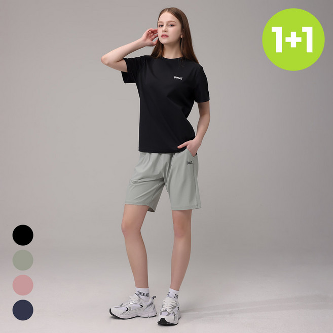 에버라스트 여성 스트라이프 폴리 5부팬츠 1+1