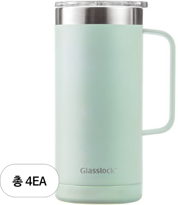 글라스락 플레인 머그 텀블러, 민트, 500ml, 4개