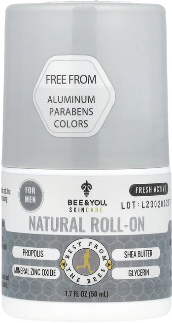 Bee&You 천연 롤온 남성용 프레시 액티브 50ml(1.7fl oz), BeeYou천연롤온남성용프레시액티브50ml17floz, 1개, 50ml - 쿠팡