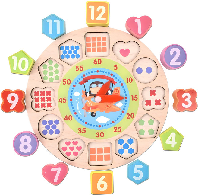 똑딱똑딱 목제 도형 시계퍼즐 세트 YMF5023, 랜덤 발송, 1개