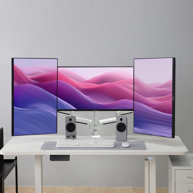 카멜마운트 CMA2T 트리플 벽면 밀착형 폴타입 모니터 모니터암 거치대, 화이트, 1개