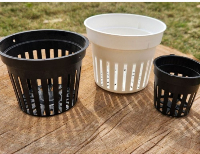欣榮園藝 水草盆/控根盆：透氣栽培 適用於水草、蘭花、鹿角蕨 塑膠材質輕巧耐用, 1個, 10公分,白色
