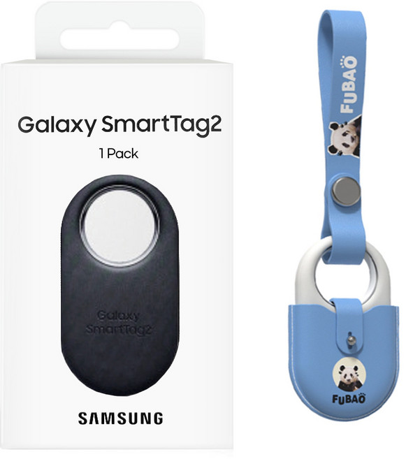 삼성 정품 스마트태그2 갤럭시 위치 추적기 트래커 분실방지 배회감지기 차량 미아방지 강아지 EI-T5600 + 스토리링크 실리콘 케이스, 태그2 (블랙) + 푸바오 케이스 (블루), 1개