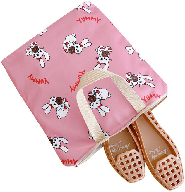 아이주 신발 주머니 신발가방 실내화 보조 가방 학원 준비물 에코백 목욕 수영장 방수 가방, 신발가방 도넛토끼, 1개