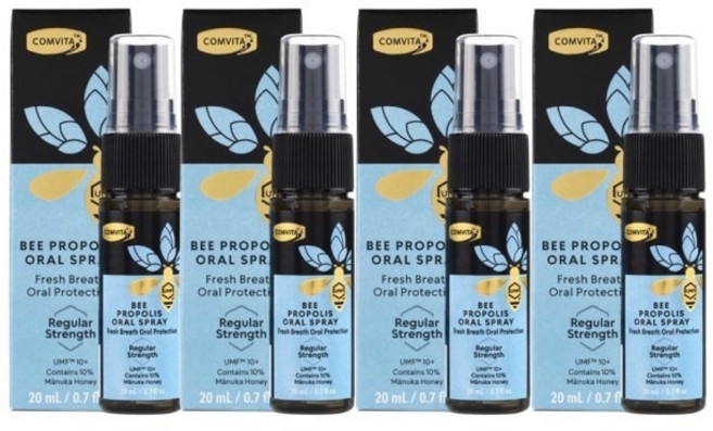 Comvita 紐西蘭 無酒精蜂膠噴劑 標準型 口腔保健, 4個, 20ml