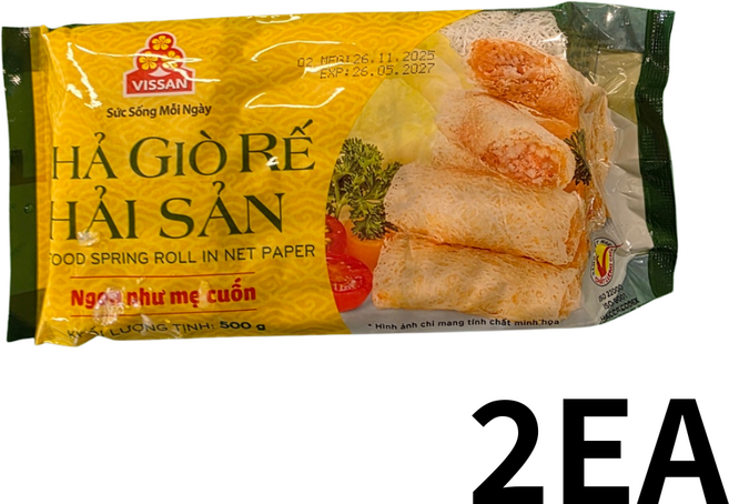 WORLDFOOD 베트남만두 그물망 해물짜조 스프링롤 VISSAN cha gio re hai san, 500g, 2개