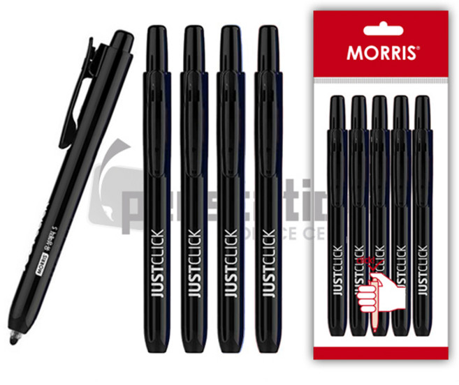 모리스 저스트클릭 노크식 유성매직 M 5개 세트(모리스 정품 블리스터 포장 케이스), 유성매직 M 블랙 5개 세트