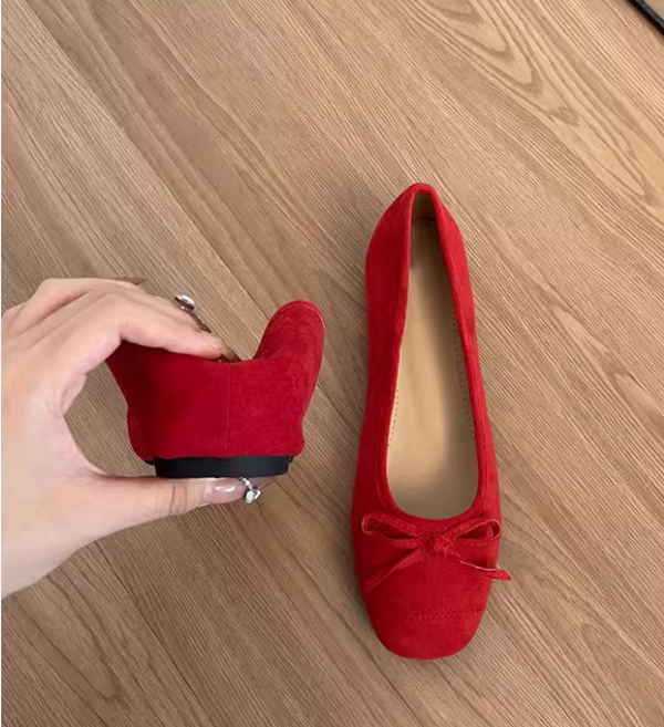 쌍천 속굽 키높이 5cm 가보시 단화 여자 리본 발레 펌프스 A26032908