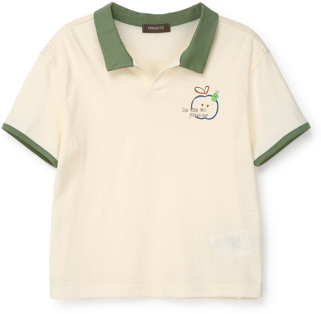 페리미츠 남아용 애플 배색카라 반팔티 P2425T118