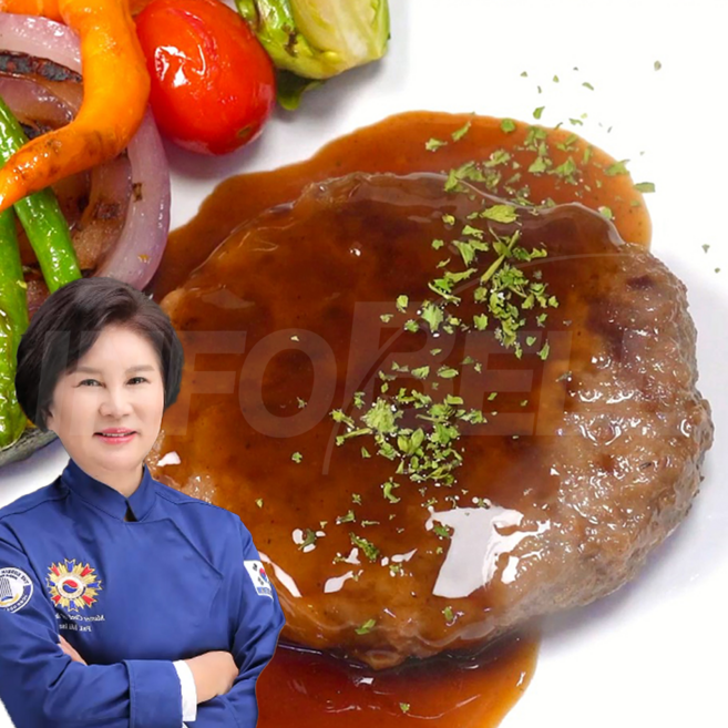 [TV홈쇼핑정품 인포벨]박미란 한식 명장 진미 함박 스테이크 국내산 원육 숯불 육즙가득 밥반찬 햄버그, 2개, 840g