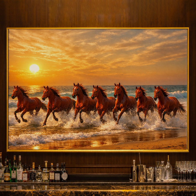 세잔느화실 2026 돈들어오는 병오년 붉은말 7종 말그림 새해 신년 그림 풍수 인테리어 캔버스 액자 합격 승진 출산 개업 선물 현관 복도 벽 대형 동물그림, 골드메탈액자 (21x26cm)