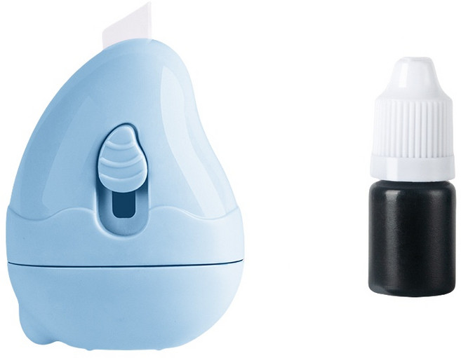 VergHatia 송장 지우개 택배 개인정보 보호 롤러 스탬프 커터칼 겸용, 스카이블루, 1개