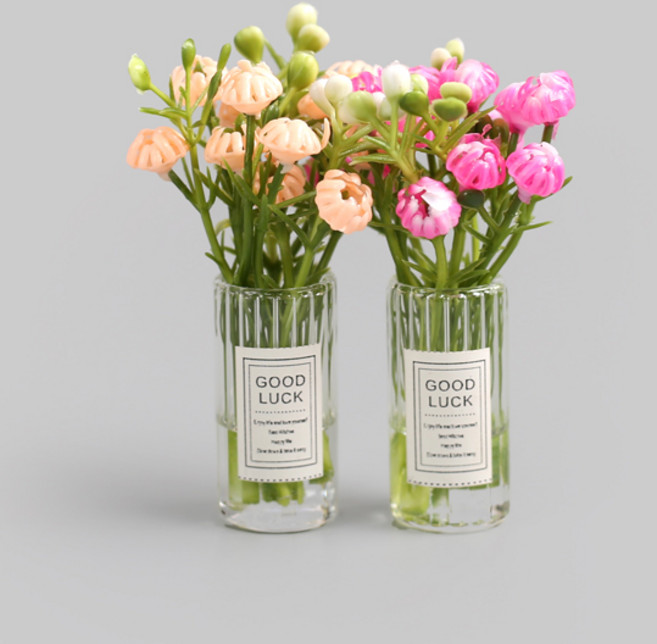 [모핸] 굿럭 유리화병 미니어처 2종 / 납골당 화분 미니어처 꾸미기, 피치+핑크