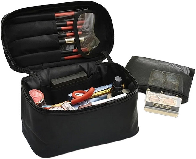 투데이리빙 대용량 화장품 파우치 대형 중형 여행용 보조 가방 여성 메이크업 박스 가벼운 손가방 휴대용 분리 수납 메쉬 파우치 포함