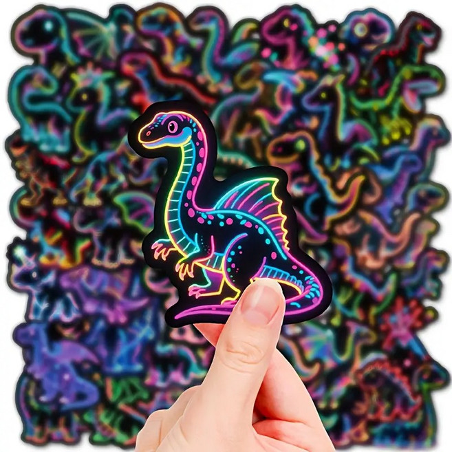스토리팩토리 재미 있는 공룡 스티커 네온 스타일, 56개