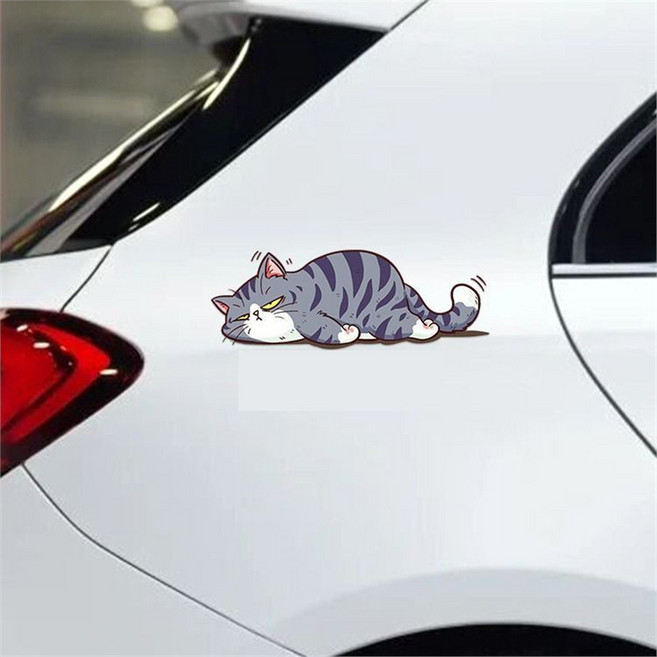 Equator 차량용 방수 고양이 스크래치 흠집 커버 스티커, 1개, 졸린 낮잠 냥이