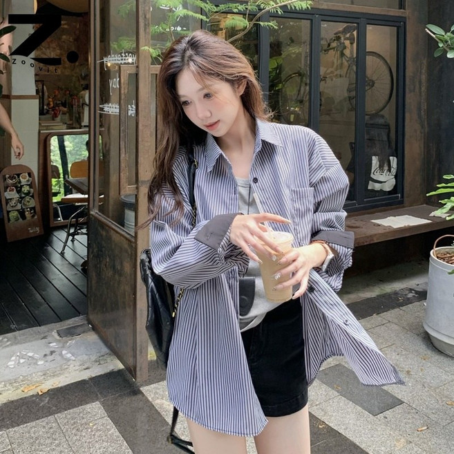 zoovit 여성 간절기 셔츠 캐주얼 긴팔 상의