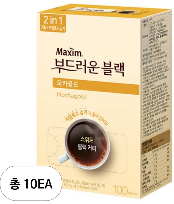 맥심 모카골드 부드러운 블랙 커피믹스, 2.7g, 100개입, 10개