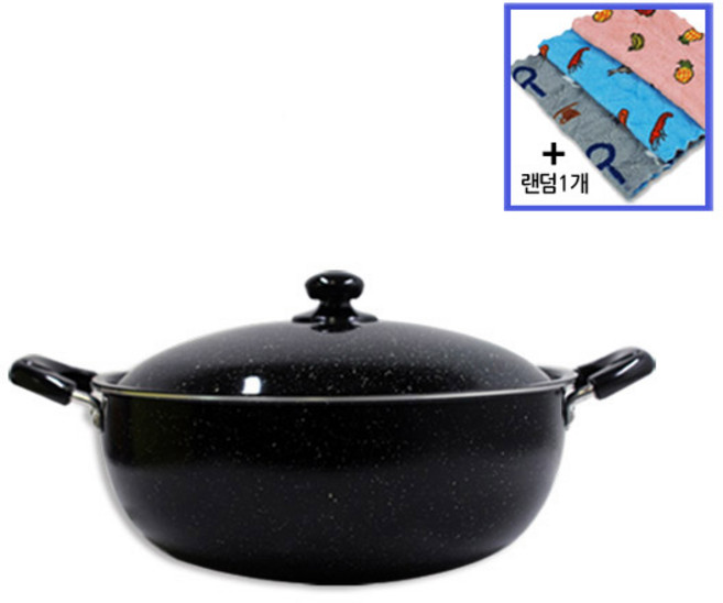 우성 은항균 튀김솥 28~65cm 마블코팅 업소용 튀김냄비 (+행주), 38cm, 1개