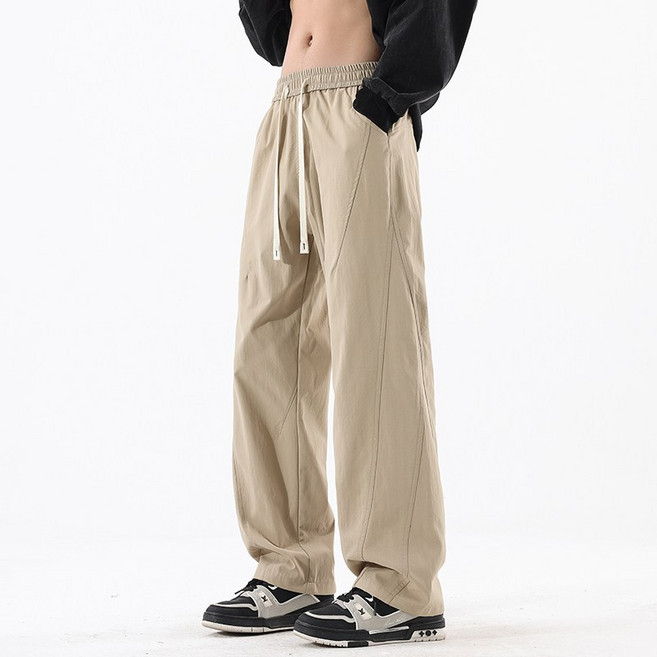 FINAL SENSE남성 스트레이트 핏 캐주얼 팬츠 루즈 와이드 팬츠 방수 방풍내마모속건 기능 봄 여름 가을 다 계절 착용 가능 슬림하고 입체적인 핏