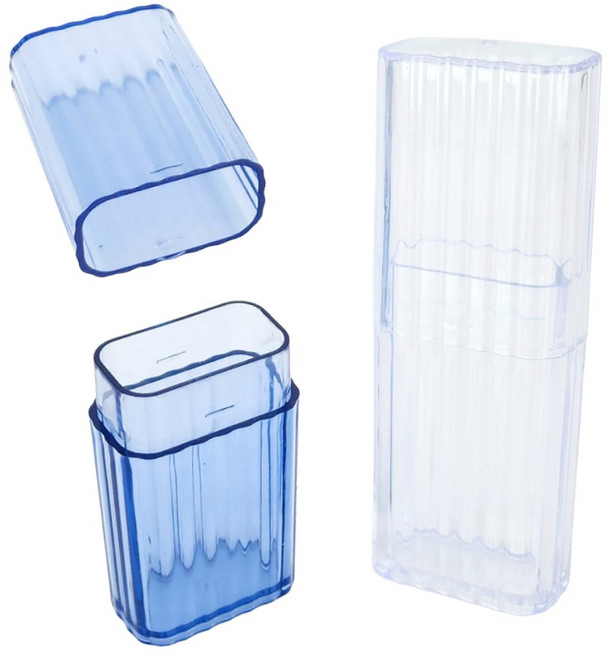 휴대용 투명 사각 통 면봉 치실 인공눈물 데일 밴드 보관 케이스, 화이트