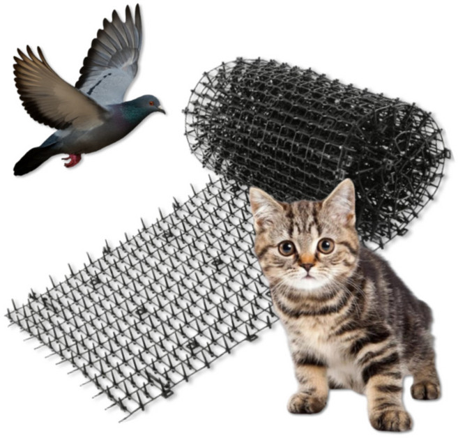 버드킬러 비둘기 퇴치망 고양이 퇴치 가시 매트, 블랙, 1개