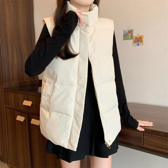 여성 겨울 빅사이즈 간절기 경량 방수 숏 패딩 조끼