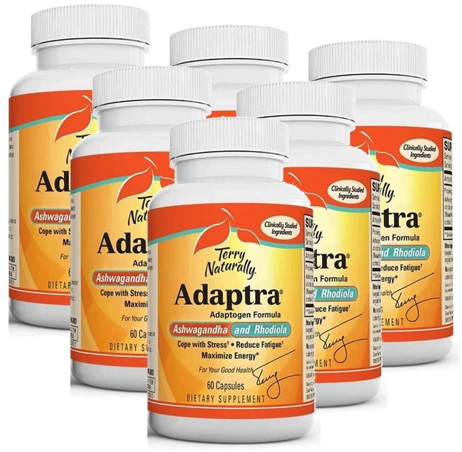 테리 내추럴리 아답트라 아슈와간다 로디올라 캡슐 Terry Naturally Adaptra Ashwagandha Rhodiola, 6개, 60정 - 쿠팡