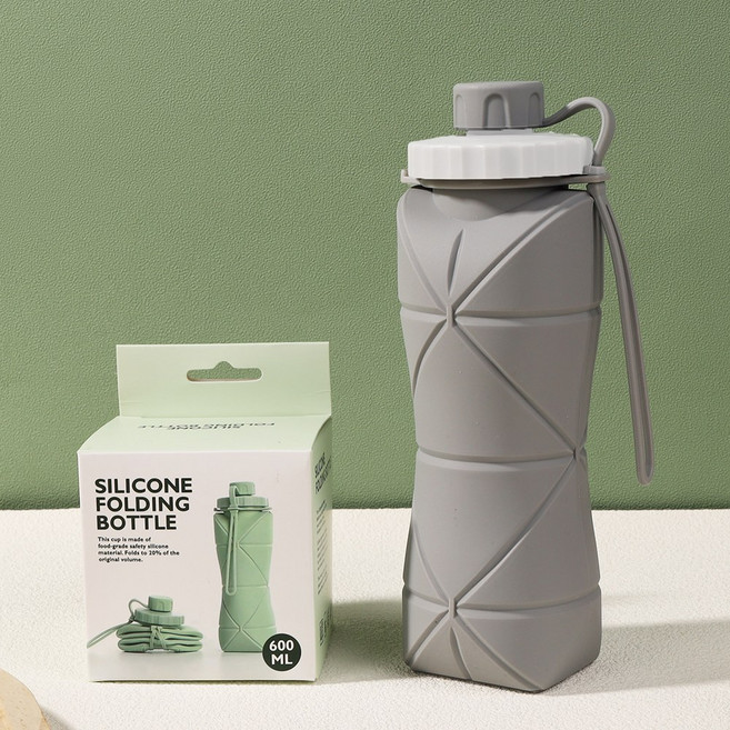 릴스베이 실리콘 접이식 텀블러 휴대용 폴딩 물병 포켓 보틀, 팬텀그레이