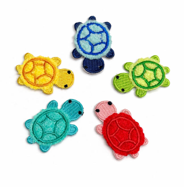 로기플랜 거북이 와펜 열접착식 패치 5p 의류 가방 청바지 리폼 꾸미기, 5개, 혼합색상
