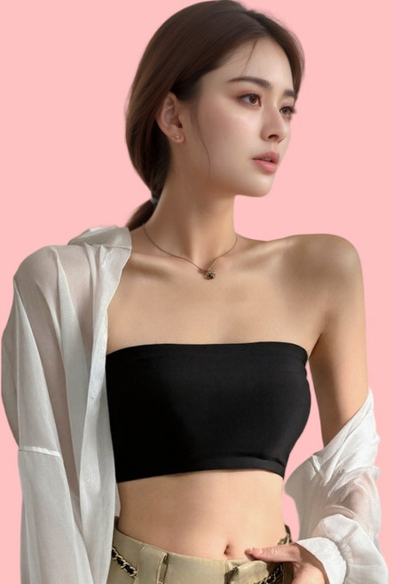 유토밸런 논슬립 오프숄더 튜브탑 끈없는 브라