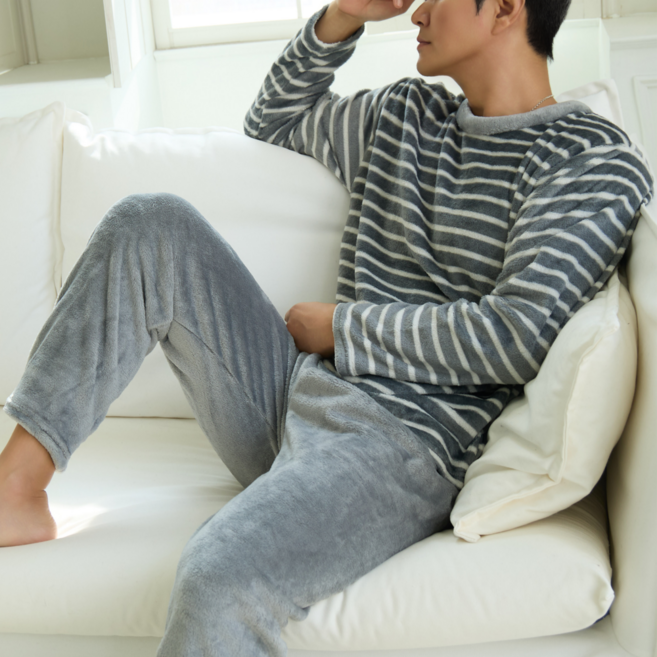 앤드가든 남자 수면잠옷 세트 겨울 극세사