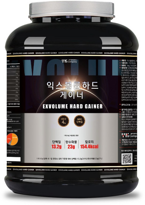 체중증가보충제 벌크업 단백질 프로틴 살찌는보충제 익스볼륨하드 게이너 4kg, 익스볼륨 하드 게이너 4kg, 1개