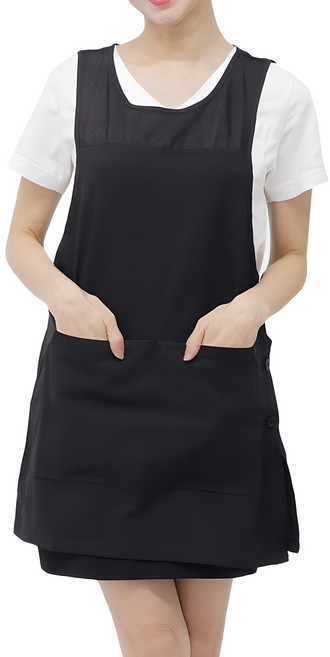 SF패션 어깨 등 메쉬 원피스 앞치마 M LA69, 검주검정, 1개