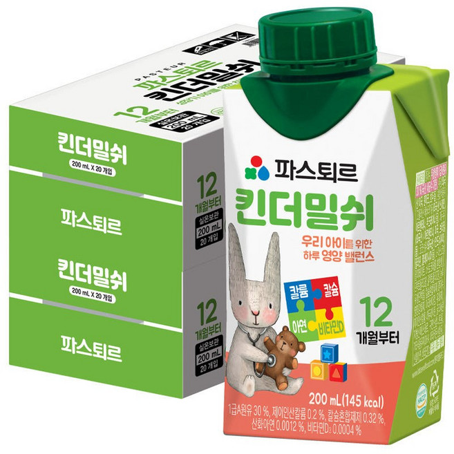 파스퇴르 킨더밀쉬, 200ml, 40개