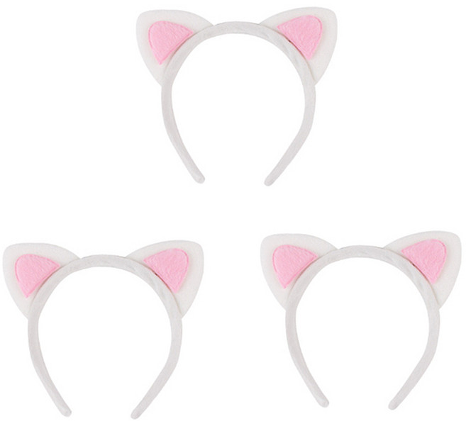 고양이머리띠 응원 파티 놀이동산 머리띠, 3개, 화이트