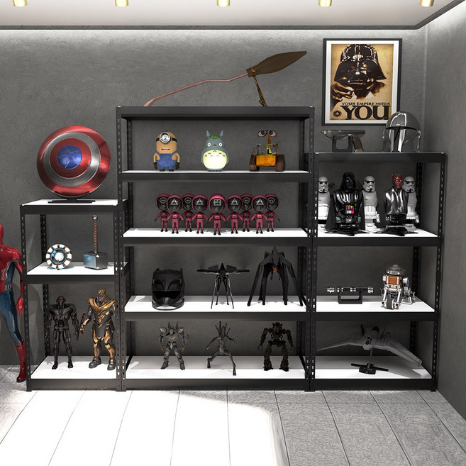 상도가구 몬스터랙 깊이600 철제 선반 시리즈 조립식 앵글 베란다 창고 수납 랙, 블랙, 4단