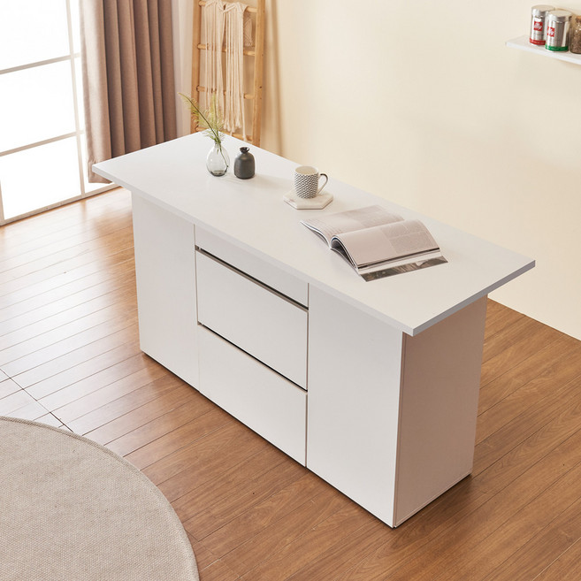 데코라인 오비 1600 조리대 겸 아일랜드 홈바, 올 화이트