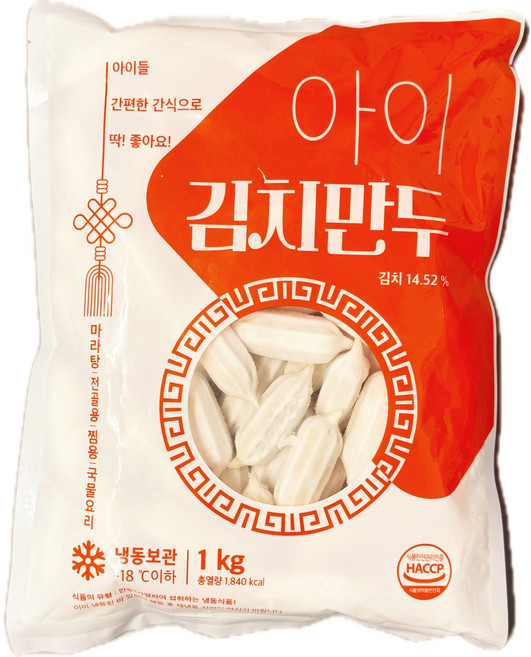 (농부마을 콩사랑)아하식품 아이 꼬물이 김치만두, 1kg, 1개