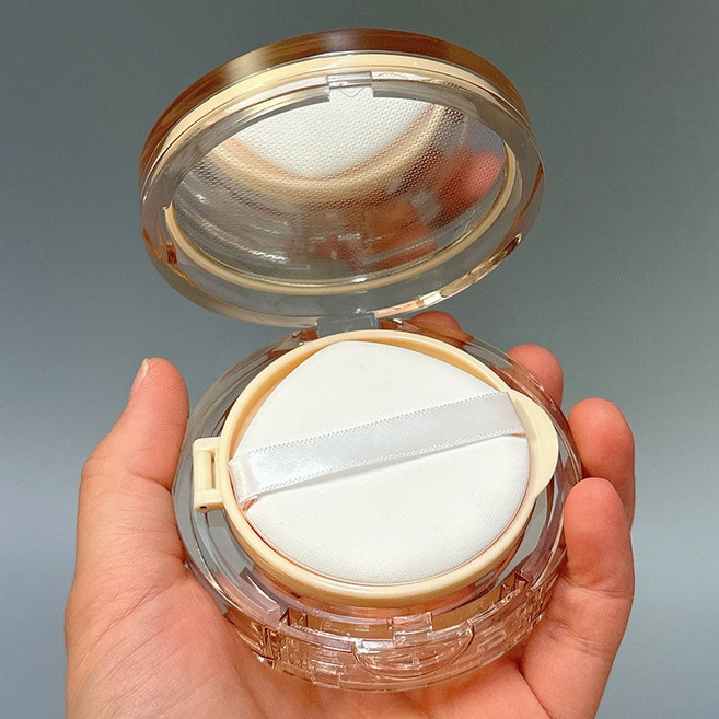 포포라운지 쿠션 팩트 케이스 diy 클리어 에어쿠션 공병 BB크림 화장품 용기, 1개, 원형투명브라운