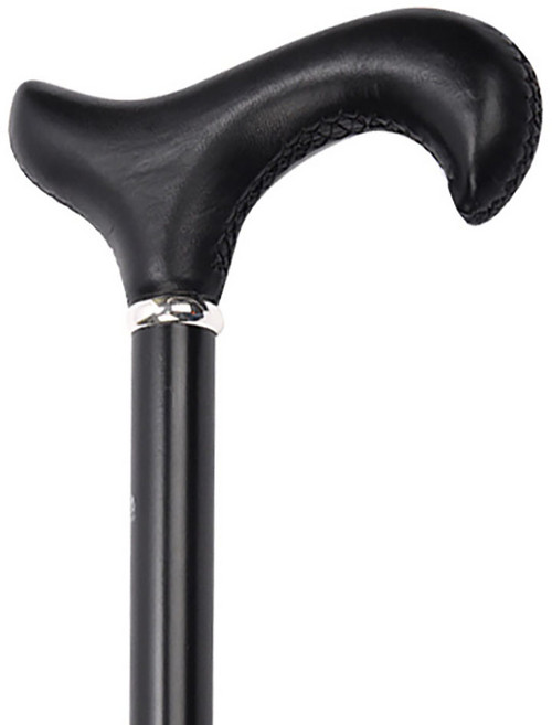프랑스 파이에 블랙패턴 가죽핸들 고급원목 지팡이, 1개, 블랙