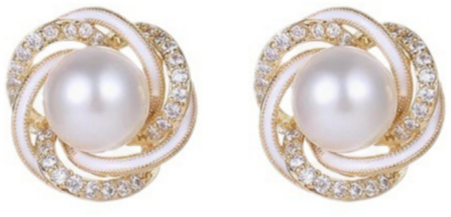 케이지비 925 큐빅 플라워 진주 귀걸이